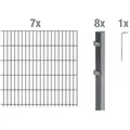 Alberts Doppelstabmattenzaun Grundset, (Set), Höhe: 80-200 cm, Gesamtlänge: 4-30 m, zum Einbetonieren grau 14 m x 100 cm