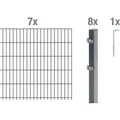 Metallzaun Grund-Set Doppelstabmatte verz. Anthrazit beschichtet 7 x 2 m x 1 m