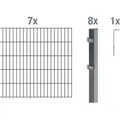 Alberts Doppelstabmatten Zaun, Höhe 100 cm, Länge 14 m, Zaun-Komplettset zum Einbetonieren, anthrazit, Pfosten 60x40 mm - Dunkelgrau