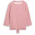 TOM TAILOR Damen Langarmshirt mit Knopf-Details, rosa, Gestreift, Gr. S