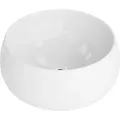 Aufsatzwaschtisch Graciosa Aufsatzwaschbecken Rund Waschbecken Ohne Überlauf Und Hahnloch Aus Hochwertigem Porzellan Waschtisch 40,5x40,5x15 Cm Weiß Glanz - Lavita