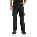 Carhartt Herren Steel Rugged Flex Relaxed Fit Ripstop Double-Front Cargo Work Utility Pants, Schwarz, 36W / 32L EU