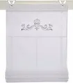 Kutti Raffrollo Kessy Crown, mit Hakenaufhängung, ohne Bohren, Ösenrollo, weiß, blickdicht, bestickt, Motiv, Krone, silber