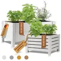 BooGardi Pflanzkübel Pflanzkasten Holz mit Vlies · 2 Größen & 4 Farben (1 St., Blumenkasten außen rechteckig · 79x39x30cm Weiß · groß), Blumenkübel für Balkon, Terrasse & Garten weiß 55 l | 79 cm x 30 cm x 39 cm