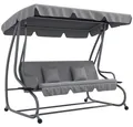 Outsunny Hollywoodschaukel 3-Sitzer Gartenschaukel mit Verstellbarem Dach Kissen