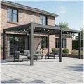 Lamellen Pergola Bioclimatic Aluminium | Pavillon verstellbares Lamellendach 4x3m wasserdicht | freistehend anthrazit pulverbeschichtet