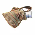 Loberon Tasche Gillian, Fröhlicher Boho-Charakter, Urlaubs-Stimmung, Henkeltasche, Modisches Accessoire, Jute, Baumwolle, Rindsleder, bunt