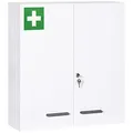 kleankin Medizinschrank, 2-türiger Medikamentenschrank, Abschließbarer Arzneischrank mit 6 Einlegeböden, Erste Hilfe Schrank für Medikamente und Verbandszeug, Stahl, Weiß, 55 x 18 x 60 cm
