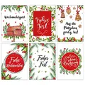 Papierdrachen Weihnachtskarten Set - 12 liebevoll gestaltete Postkarten zu Weihnachten - Kunstdruck zum Verschicken, Pakete dekorieren und Sammeln - Karten Set 1 - Leaves and Berries