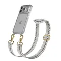 Handykette für Apple iPhone 17 Pro Hülle mit Muster Breitband Blau Wellen - Gold