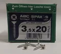 1000 Spanplattenschrauben 3,5x20, ABC Spax, Vollgewinde, hell verzinkt, Kreuz(S)