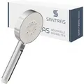 SANTRAS Handbrause Platinum, verchromt, mit 5 Strahlarten, wassersparend, Ø 10 cm