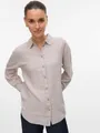 Hemdbluse "VMLINN LINEN LS SHIRT WVN NOOS", hochwertige Qaulität mit Leinen, Gr. XL (42), Moon Rock Detail:MELANGE
