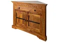 Eckkommode massiv Akazie Sideboard Dreieckig Edelholz aufwendige Schnitzereien