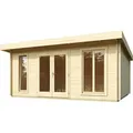 Gartenhaus LASITA MAJA "DORSET", beige (naturbelassen), Fußboden im Gartenhaus, Massivholzdach, Holzwerkstoff, Gartenhäuser