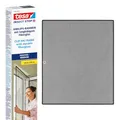 tesa Insect Stop Anklips-Rahmen Fliegengitter für Fenster - für PVC-Fenster - zuschneidbarer Rahmen, Netz aus Fiberglas, Selbstklebende Halte-Klips - 1,0 x 1,2 m - Anthrazit (Durchsichtig)