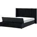 Polsterbett Schwarz 180 X 200 Cm Aus Samtstoff Mit Stauraum Elegantes Doppelbett Modernes Design