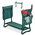 Relaxdays Kniebank, Weiches Kniekissen, 2 Taschen, Klappbar, Kniehilfe Gartenarbeit, Bis 150 Kg, Hbt 50x60x27,5cm, Grün