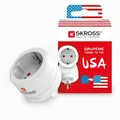 SKROSS Country Adapter Europe to USA: Reiseadapter für Reisen aus Europa in Länder, die den amerikanischen Standard verwenden, Weiß