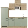Flex-Well Exclusiv Küche 1602-002 Cara 210 cm Schilfgrün matt - Artisan Eiche
