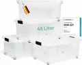 Novaliv Aufbewahrungsbox 30542+4xTRA (4 St), Novaliv 4x Aufbewahrungsboxen mit Deckel Groß 45L transparente Nestbar