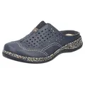 Rieker Clog Schlupfschuh, Hausschuh, Sommerschuh mit Perforation blau 36 EU
