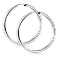 Materia Breite Creolen Silber 925 Damen - 40mm Kreolen Ohrringe rund für Frauen Teenager mit Schmuck Etui SO-131