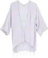 GURU SHOP Leichte Offene Sommerbluse, Bestickte Hemdbluse, Ibiza Blusentop, Damen, Grau, Baumwolle, Size:40, Blusen & Tunikas Alternative Bekleidung