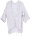 Leichte offene Sommerbluse, bestickte Hemdbluse, Ibiza Kimono - rauchgrau