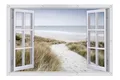 artissimo XXL Garten-Poster 120x80cm PE6742-GP wetterfestes Outdoor-Poster, Strand Meer Fensterblick Gartenbild, maritime Wanddeko für draußen