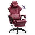 GTPLAYER Gaming Stuhl, Ergonomischer Gaming Sessel Schreibtischstuhl PC Gamer Racing Stuhl mit Fußstütze Lautsprecher Musik Bürostuhl bis 150kg belastbar