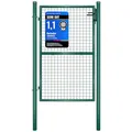 SONGMICS Gartentor, Gartentür, verzinkter Stahl, robust und langlebig, abschließbar, rundes Rohr, Tür 87 x 150 cm, 106 x 150 cm (B x H), grün GGD200G