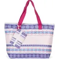 styleBREAKER Große Strandtasche mit buntem Azteken Boho Muster | Damen Schultertasche mit Reißverschluss & Extra-Täschchen | 57,5 x 40 x 15 cm