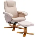 Svita Charles Relaxsessel Hocker Sessel Fernsehsessel Drehsessel Polyester Holz Beige