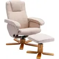 Charles Relaxsessel Hocker Sessel Fernsehsessel Drehsessel Polyester Holz Beige - Svita