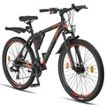 Licorne Bike Effect Premium Mountainbike in 26, 27,5 und 29 Zoll - Fahrrad für Jungen, Mädchen, Herren und Damen - Shimano 21 Gang-Schaltung - Herrenrad Zoll:26.00;Farbe:Schwarz/Orange (2xDisc-Bremse)