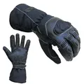 PROANTI Regen Motorradhandschuhe Winter Motorrad Handschuhe mit Langer Stulpe Visierwischer Touchscreen-Funktion (M)