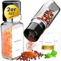 Havenhaus Salz und Pfeffermühle mit Keramik Mahlwerk stufenlos verstellbar | 2x kleine Gewürzmühle [120ml] ideal für Tisch & Küche | Modernes Set Salzmühle und Pfeffermühle klein