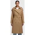 Trenchcoat KHUJO "LUMINA", Damen, Gr. M, beige, 68% Polyester, 32% Viskose, unifarben, klassisch, loose fit knielang, Langarm Raglanärmel,mit Riegel,mit Knöpfen gerader Abschluss, Mäntel