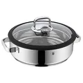 WMF Vitalis Aroma Dampfgarer 28 cm, Dampfgarer Topf, Bräter rund 5,0l, Dampfgartopf, Glasdeckel mit Silikonrand, Garthermometer, Garblech, Cromargan Edelstahl unbeschichtet, backofenfest