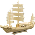 Pebaro 877 Holzbausatz Dschunke, 3D Puzzle Schiff, Modellbausatz, Basteln m ...