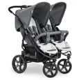 Hauck Geschwisterwagen Roadster Duo SLX - Grey Silver, Geschwister- und Zwillingskinderwagen mit Liegefunktion bis 36 kg