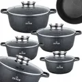 Zilner 8-tlg. Topfset,Topfset Induktion, ,, Kochtopf Set|induktions Töpfe Set, Kochtöpfe, Töpfe Induktion Topfset induktionsgeeignet ZL-7320 - Schwarz