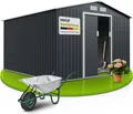 Juskys Metall Gerätehaus XXL mit Satteldach, Tür & Fundament - 15m³ groß - Anthrazit