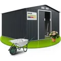 Juskys Metall Gerätehaus - Geräteschuppen Gartenhaus Garten Schuppen Mit Fundament, Schiebetür & Satteldach - Xxl Anthrazit - 15m3 - 277 × 319 × 192 Cm