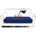 Sitzkissenbezug Sofa wasserdicht Jacquard Stretch 2 Sitzer Dunkelblau