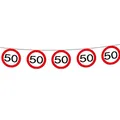 NET TOYS 50. Geburtstag Wimpelkette Verkehrsschilder Wimpelgirlande Geburtstagsgirlande Partybanner Partydeko Partykette Deko Geburtstagsdeko Banner Raumdeko