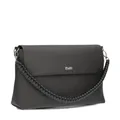 Zwei Damen Schultertasche Yuna YU60 Handtasche 3 Liter klassisch elegante Abendtasche mit Magnetklappe & Reißverschluss Schlüsselband kurzer geflochtener + langer Schultergurt Umhängetasche (stone)