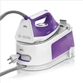 Braun CareStyle 1 IS 1014 VI Dampfbügelstation, SuperCeramic Bügelsohle, 3 Thermostat-Einstellungen, Vertikaldampf-Funktion, Easy CalcClean, Dampfstoß 360 g/min, 1,5 L Wassertank, 2200 W, Weiß-violett
