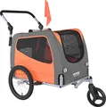 VEVOR Hunde-Fahrradanhänger, trägt bis zu 30 kg, 2-in-1-Fahrradträger für Haustier-Kinderwagen, einfach zusammenklappbarer Wagenrahmen mit Schnellspannrädern, universeller Fahrradkupplung, Reflektoren